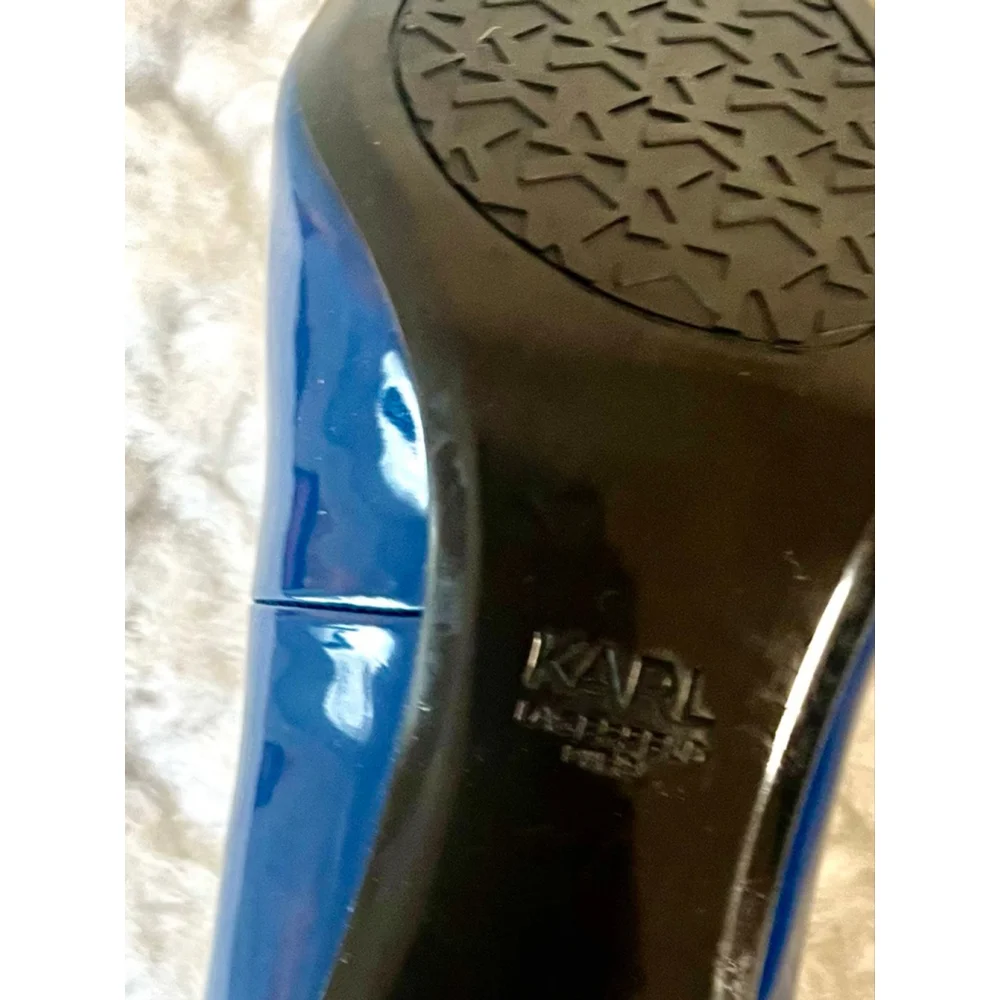 Karl Lagerfeld Paris Royale Anthracite Faux Patent Leather Heels Women size 8M
